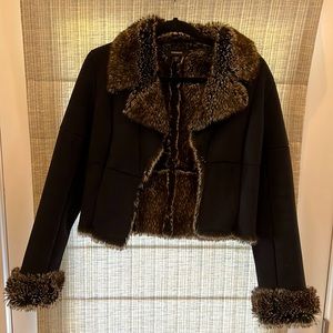 Beautiful black suede jacket with soft fur